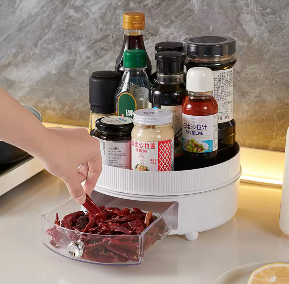 360° Rotation Spice Rack, Large Capacity Cosmetic Storage Tray, Kitchen Seasoning Cosmetic Tray 360° Rotation Spice Rack, Large Capacity Cosmetic Storage Tray, Kitchen Seasoning Cosmetic Tray